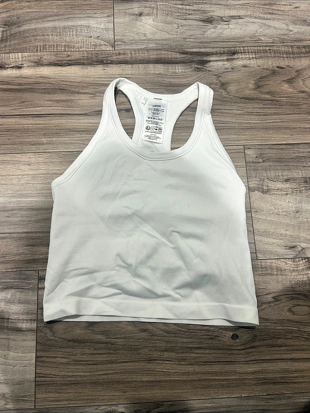 LNDR Cropped Muscle Tank Racerback White Small